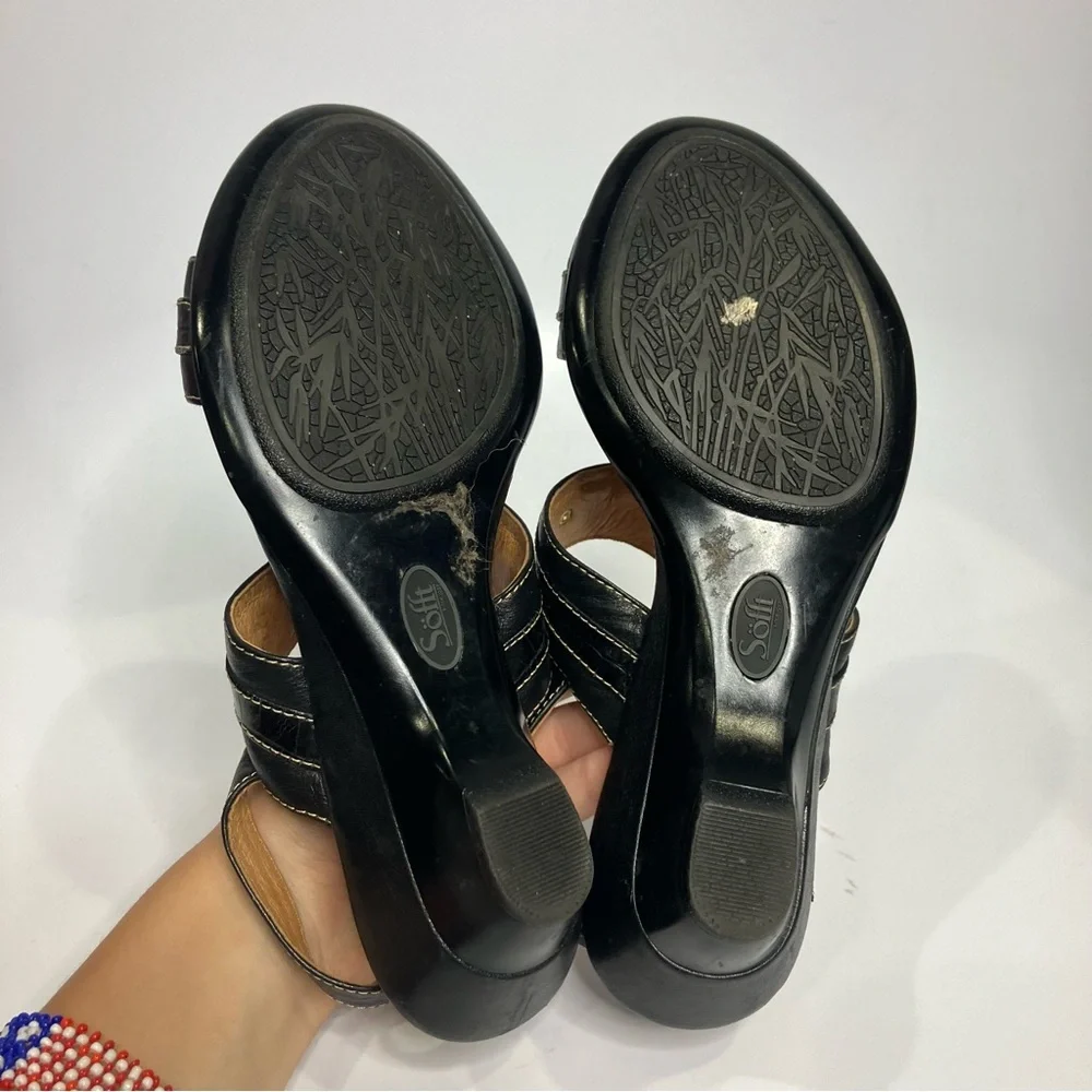 Sofft black leather sandals heels‎ slingback dressy casual women’s size 6
